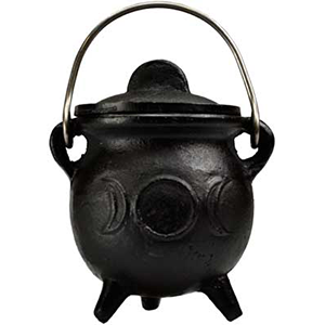 Triple Moon cast iron cauldron w/ lid 3"